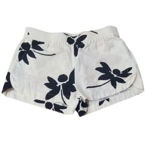 J. Crew Black Floral on White Linen Shorts